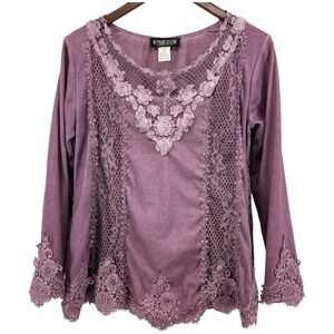 The Pyramid Collection Crochet Lace Top M